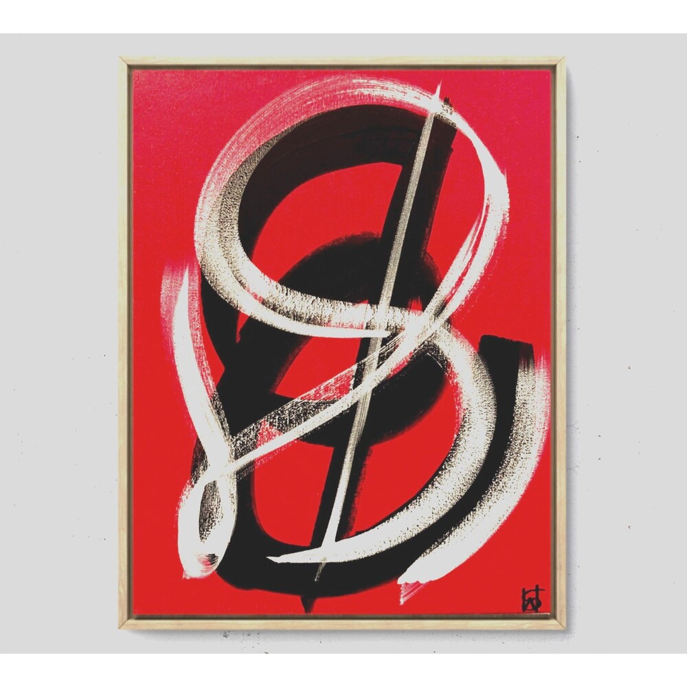 WS original red monochromatic painting 14X11 canvas abstract modern wall art